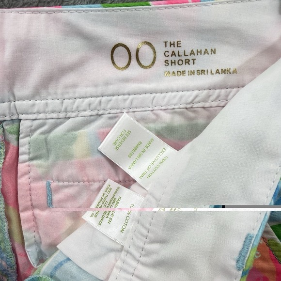 Lilly Pulitzer Callahan Shorts‎ Womens 00 Pink Green Floral Flat Front Chino - Picture 4 of 8